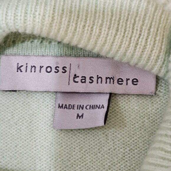 Kinross Cashmere Short Sleeve Turtleneck Sweater Sz Medium Mint Green - Picture 5 of 9